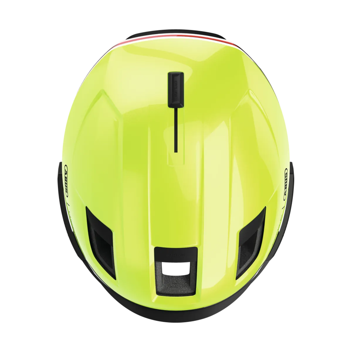 ABUS HYP-E BL.ACE – Cykelhjälm med blinkers, Signal Yellow ovanifrån