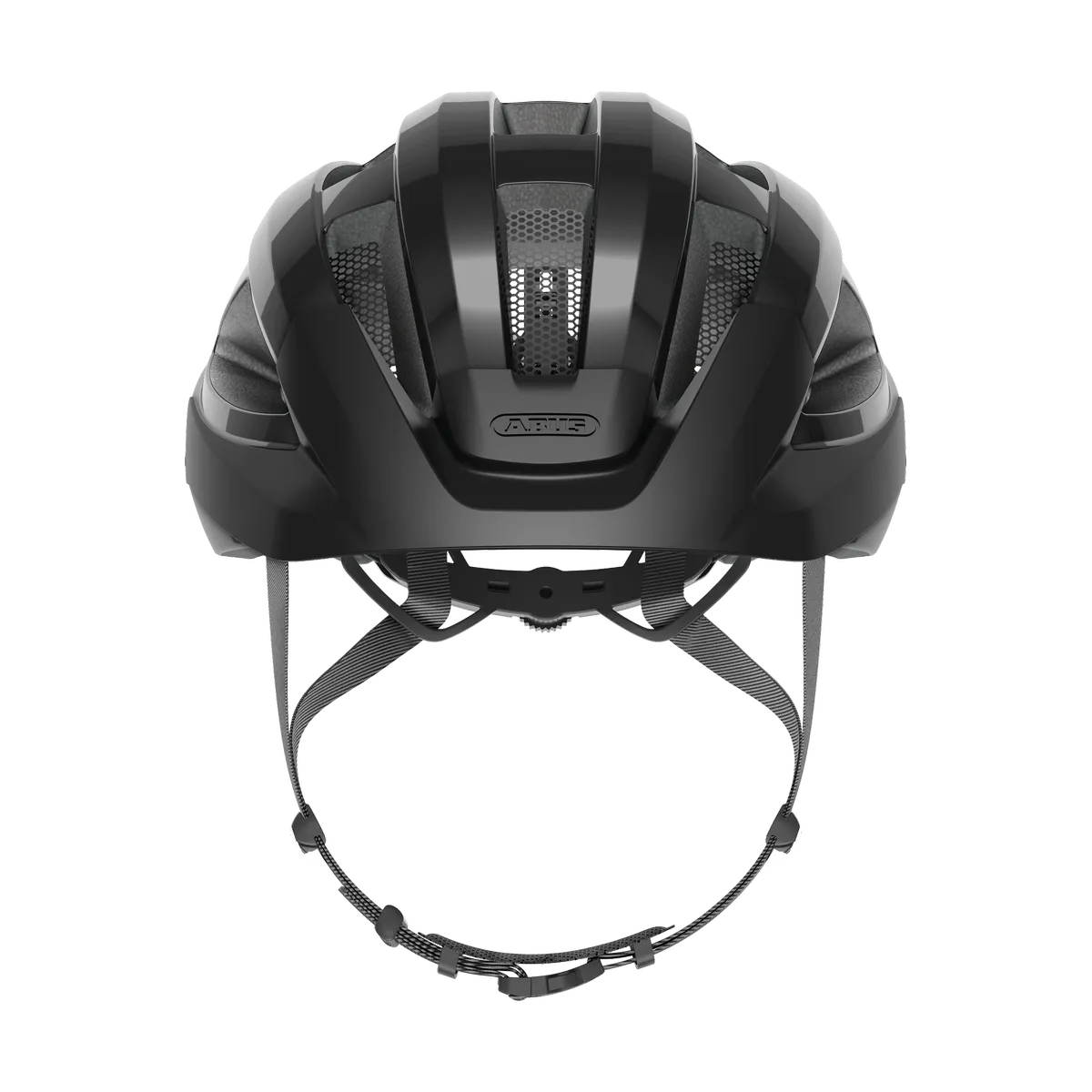 ABUS Macator Mips – Cykelhjälm, Shiny Black framifrån