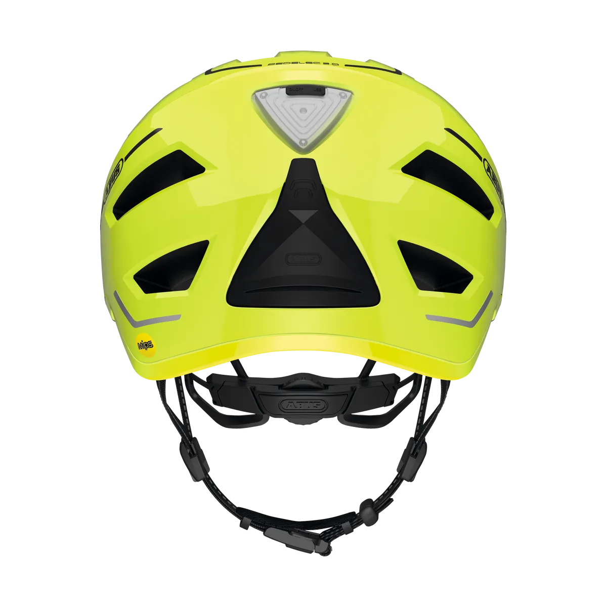 ABUS Pedelec 2.0 MIPS – Cykelhjälm med Regnskydd, Signal Yellow bakifrån