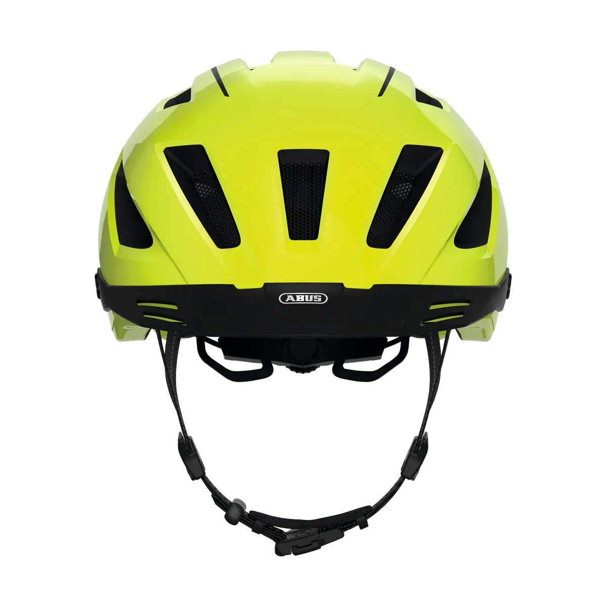 ABUS Pedelec 2.0 MIPS – Cykelhjälm med Regnskydd, Signal Yellow framifrån