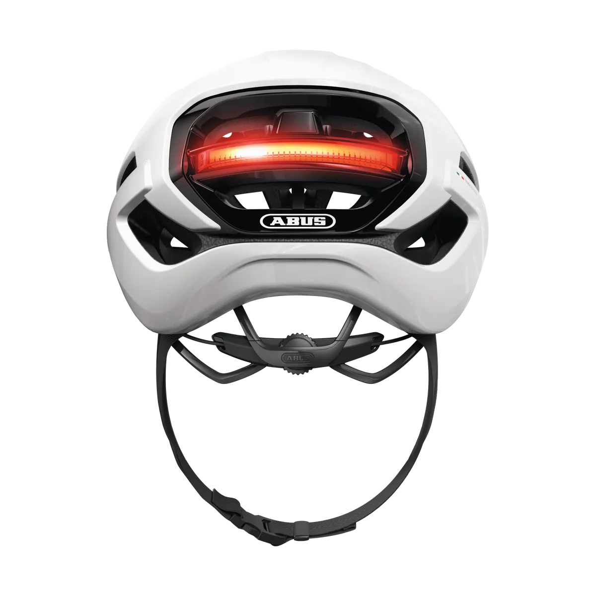 ABUS Taipan LED – Gravelhjälm, Shiny White bakifrån