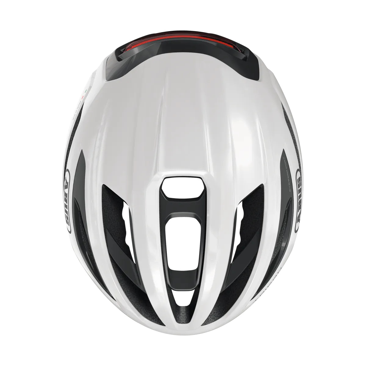 ABUS Taipan LED – Gravelhjälm, Shiny White ovanifrån