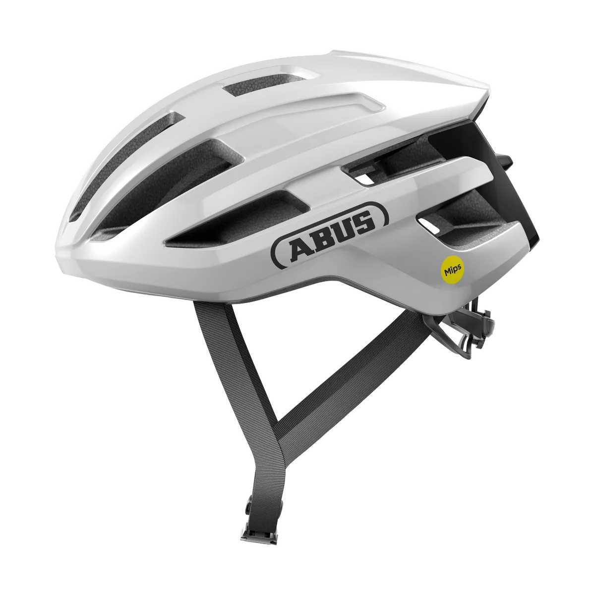 ABUS PowerDome Mips – Landsvägshjälm Shiny White